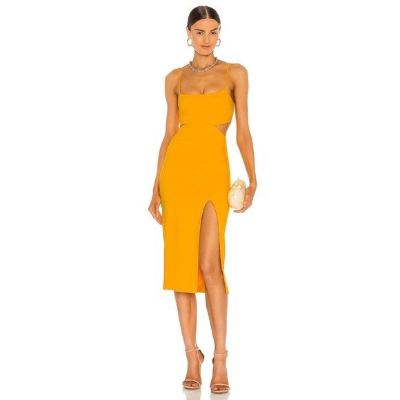 h:ours Dresses & Skirts - h:ours Haydon Dress in Canary Yellow Small Womens Midi Stretch Cocktail